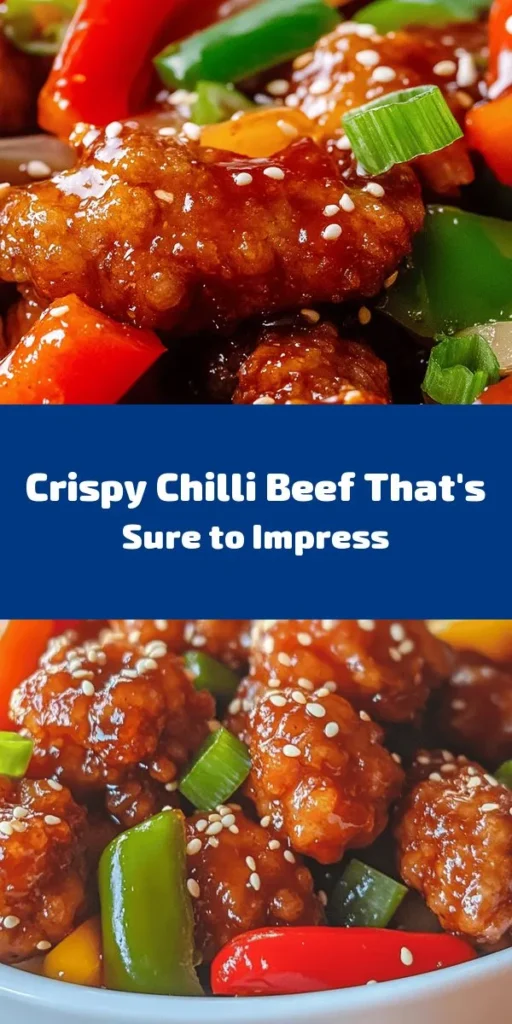 Treat yourself to a delicious Crispy Chilli Beef Delight that’s perfect for dinner! This recipe features tender beef marinated in savory sauces, coated in cornstarch for extra crunch, and stir-fried with vibrant bell peppers and onions. Tossed in a flavorful sweet chilli sauce and garnished with spring onions and sesame seeds, this dish is sure to impress. Quick to prepare and utterly satisfying, it's the ideal meal for any night of the week!
