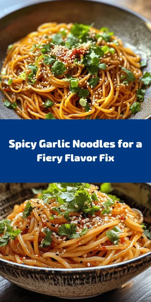 Spice up your dinner with these Fiery Garlic Noodles! This quick and easy recipe features fresh egg noodles tossed in a deliciously spicy garlic sauce, combining chili paste, soy sauce, and a touch of sweetness for the perfect balance. Ready in just 20 minutes, it's great for a weeknight meal or a cozy dinner. Garnish with sesame seeds and fresh cilantro for an extra kick. Try it tonight and elevate your pasta game!
