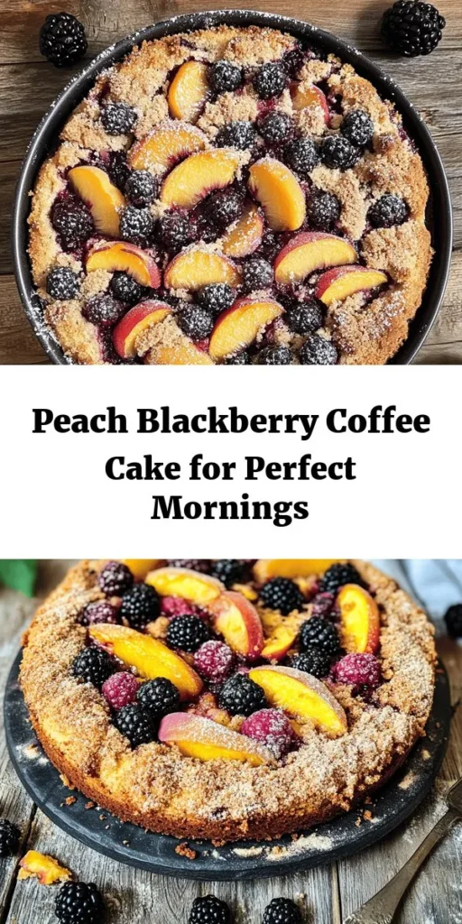 Indulge in a slice of summer with this Peach Blackberry Coffee Cake! This delightful recipe combines fresh, juicy peaches and tart blackberries in a moist cake that's perfect for brunch or dessert. With a sweet cinnamon-brown sugar topping, it's sure to impress your family and friends. Easy to make, this coffee cake is ready in just an hour. Don’t miss out on this delicious blend of flavors – perfect with your morning coffee or as a sweet treat anytime!